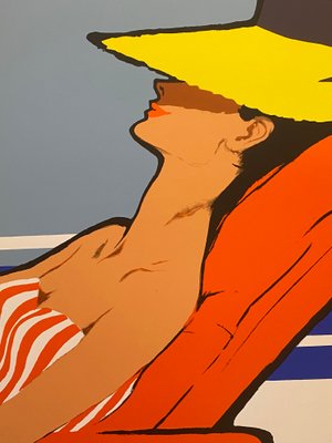 Original Vintage Relax Offset Poster by René Gruau, 1980s for sale
