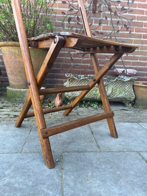 Dutch Elm Slat Wood Folding Chairs, 1940s, Set of 5 for sale at Pamono