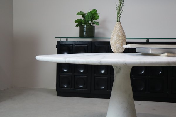 A Carrara Marble Table Designed by Angelo Mangiarotti produced by Skipper A Carrara Marble Table Designed by Angelo Mangiarotti produced by Skipper