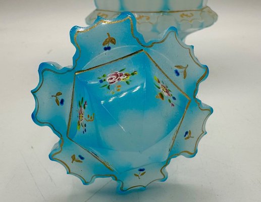 French Opaline Glass Box with Opalescent Carved Floral Design French Opaline Glass Box with Opalescent Carved Floral Design