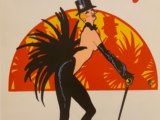 Original Vintage Bal du Moulin Rouge Femmes Offset Lithograph