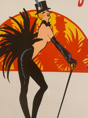 Original Vintage Bal du Moulin Rouge Femmes Offset Lithograph