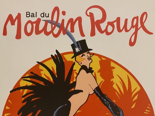 Original Vintage Bal du Moulin Rouge Femmes Offset Lithograph