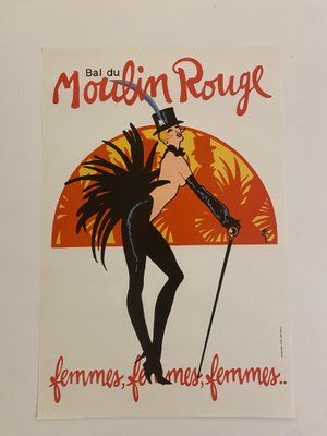 Original Vintage Bal du Moulin Rouge Femmes Offset Lithograph