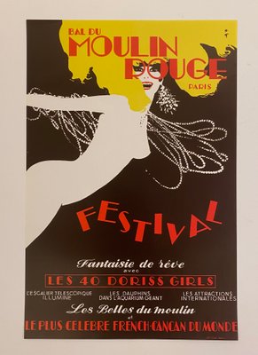 Original Vintage Bal du Moulin Rouge Paris Festival Offset