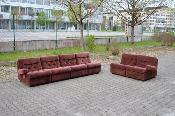 Vintage Modular Redbrown Sofa from Dreipunkt, 1970s, Set of 6 for sale at Pamono