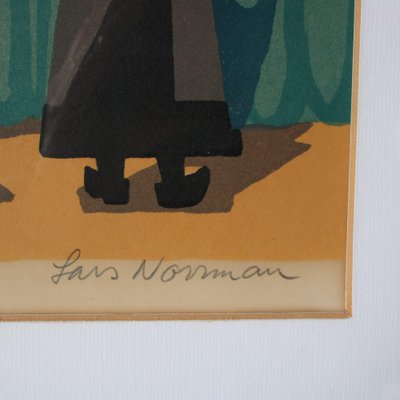 Lars Norrman, Composition, Lithograph, 1950s, Framed for