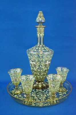 Antique Murano Glass Service by Antonio Salviati, Set of 6 for