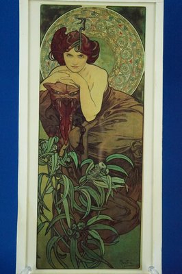 Alfons Maria Alphonse Mucha, 1920s, Glass & Paper, Set of 4