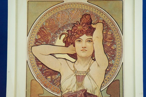 Alfons Maria Alphonse Mucha, 1920s, Glass & Paper, Set of 4