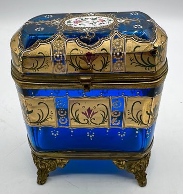 19th Century Bohemian Glass Box in the Manner of Moser 19th Century Bohemian Glass Box in the Manner of Moser