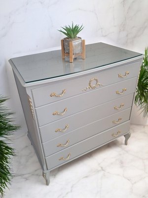 Louis XV French Chest of Drawers & Bedside Cabinets in Grey - Gold Painted  Bedroom Set, Set of 3 for sale at Pamono