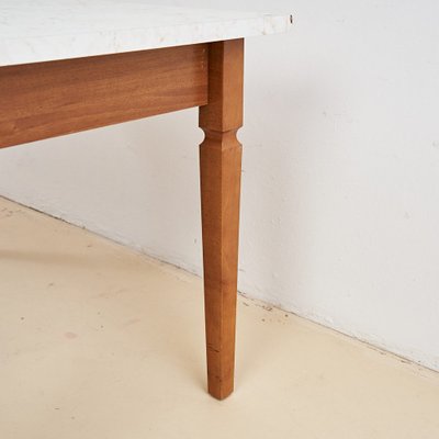 Dining Table with Marble Effect Top for sale at Pamono - Main Image