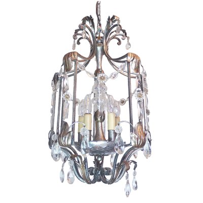 Vintage Floine Crystal Wrought Iron Ceiling Light By Bf Art Vintage Floine Crystal Wrought Iron Ceiling Light By Bf Art 1