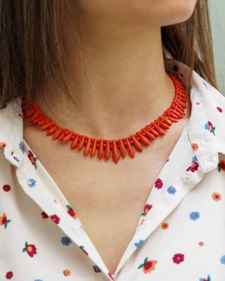 Collier Ancien En Corail Vintage - Bijou Naturel - Occasion