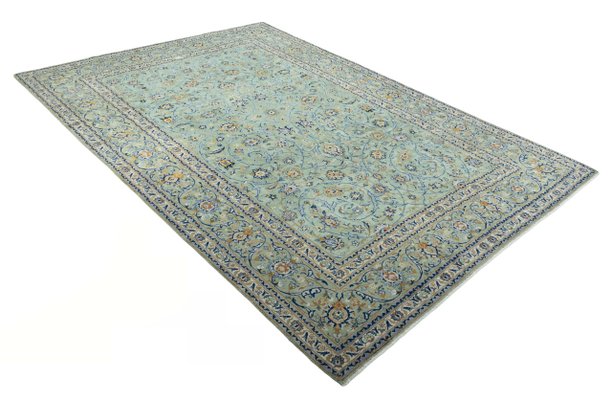 Kashan Hand-Knotted Rug in Pistachio Green for sale at Pamono