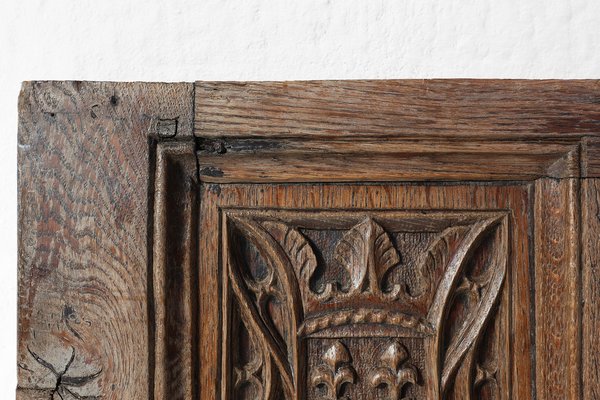Neo-Gothic Flemish Hand-Carved Panel in Oak, 1850s for sale at Pamono
