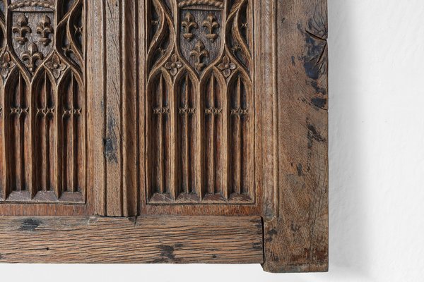 Neo-Gothic Flemish Hand-Carved Panel in Oak, 1850s for sale at Pamono