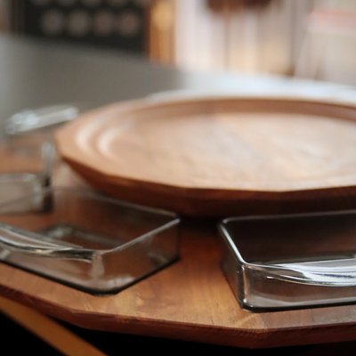 Plateau Tournant Lazy Susan QWORK - Ø70cm En Verre Trempé - Idéal Pour Table à Fromage Ou Gâteau
