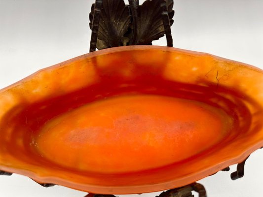 Red Lacquer Bowl With Gold Floral Design - Ca 1930 Red Lacquer Bowl With Gold Floral Design - Ca 1930