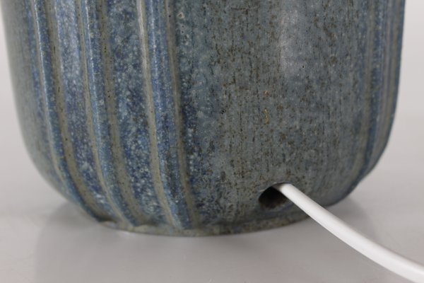 Arne Bang Greenish Glazed Fluted Round Bowl in Stoneware Arne Bang Greenish Glazed Fluted Round Bowl in Stoneware