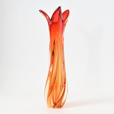 Vintage Italian Orange and Red Murano Glass Vase, 1960s for