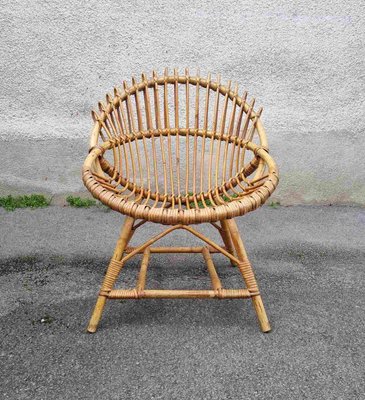 Mid-Century Modern Shell-Shaped Chair in Rattan by Franco Albini