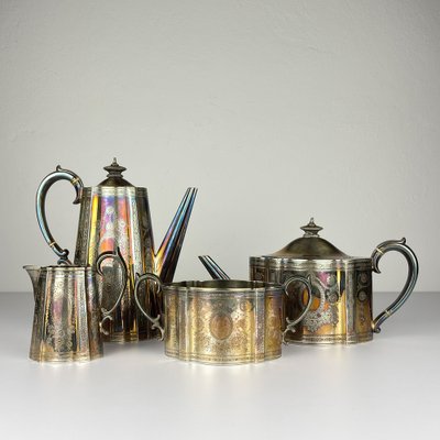 Antique Silver Plated Coffee and Tea Set by Elkington & Co, 1880s