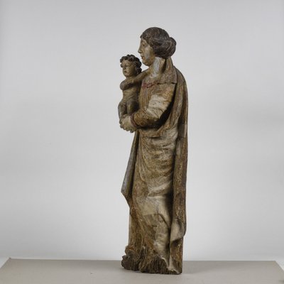 16th century Wooden Statue of Madonna with Child for sale at Pamono