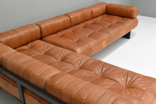 Divano DS80 in pelle color cognac marrone chiaro di de Sede