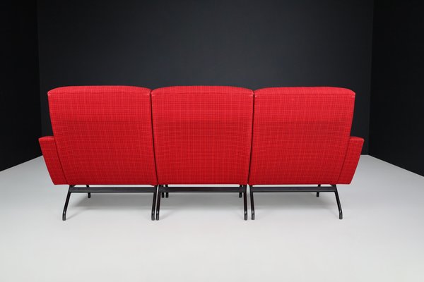 Sectional Sofa Seat in Red by Joseph-André Motte for Steiner