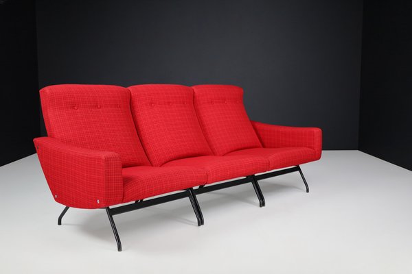 Sectional Sofa Seat in Red by Joseph-André Motte for Steiner, 1950s, Set of 3 for sale at Pamono