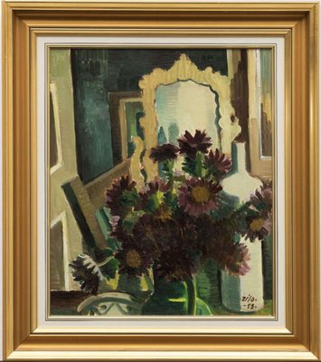 Blumentafel, Öl auf Leinwand, gerahmt