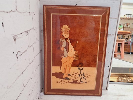 Vintage Italian Inlaid Marquetry Wall Art, 1960 for sale at Pamono