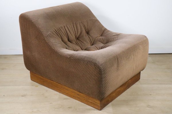 Vintage Easy Chair in Velvet Fabric, 1970s for sale at Pamono