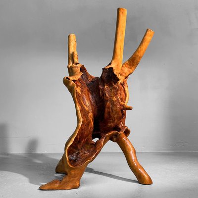 Japanese Wabi-Sabi Ikebana Tsuge Burl Wood Sculpture, 1920s for