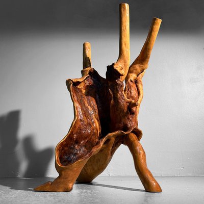 Japanese Wabi-Sabi Ikebana Tsuge Burl Wood Sculpture, 1920s for