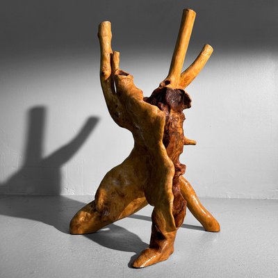 Japanese Wabi-Sabi Ikebana Tsuge Burl Wood Sculpture, 1920s for