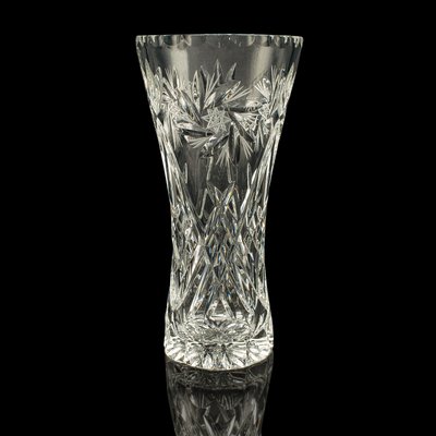 English Cut Crystal Flower Vase, 1940s