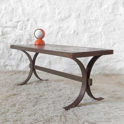 フランス ビンテージ Brutalist Pedestal Low Table French Brutalist Coffee Table, 1970s for sale at Pamono