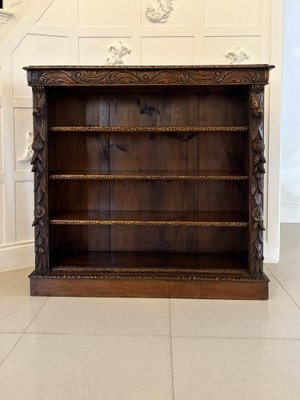Antique Victorian Carved Oak Open Bookcase, 1860 for sale at Pamono