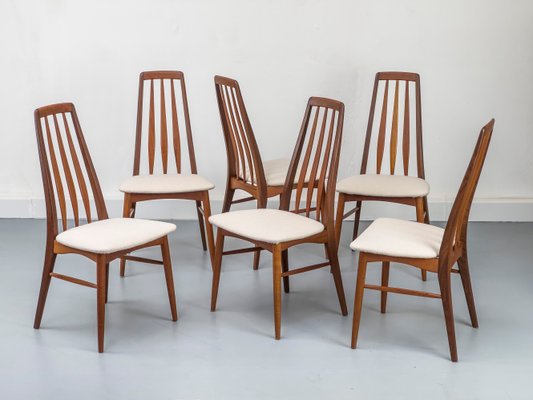 Teak Eva Chairs by Niels Koefoed for Koefoeds Hornslet, 1960s, Set Teak Eva Chairs by Niels Koefoed for Koefoeds Hornslet, 1960s, Set