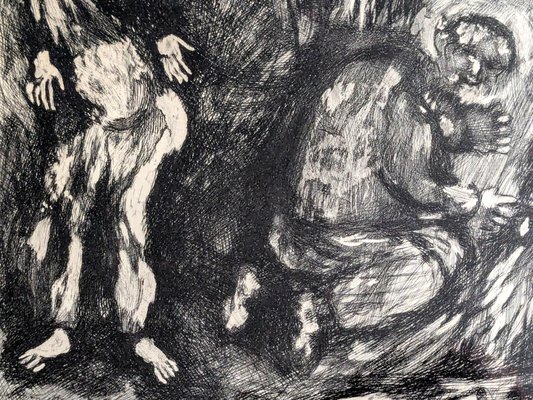 Marc Chagall, Death and the Woodcutter, 1952, Engraving, Framed