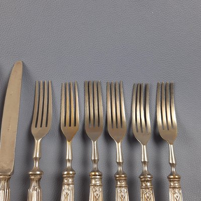 Ensemble à Dessert Ancien Bergeron - Métal Argenté - Fourchettes & Pelle - Boîte Incluse