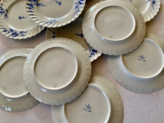 食器　HAVILAND Vintage Porcelain Dinnerware with Cerise Blue Pattern from