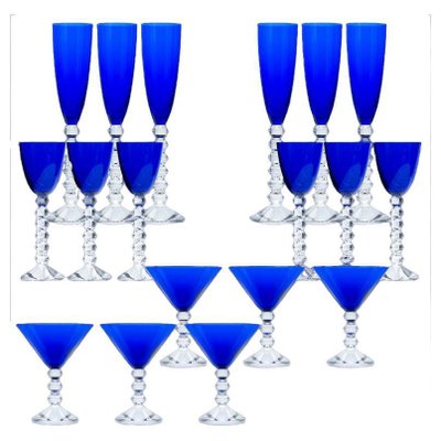 Vintage Deep Blue Stemmed Drinking Glass Vintage Deep Blue Stemmed Drinking Glass