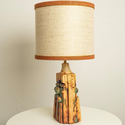 Ceramic Table Lamp with Custom Silk Lampshade by René Houben