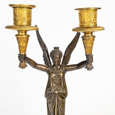 Pair of Gilt Bronze Candlesticks with Russian Serving Figures Pair of Gilt Bronze Candlesticks with Russian Serving Figures