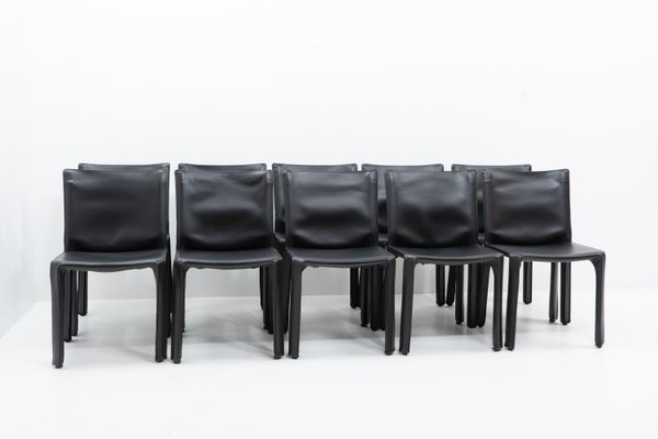 Cab 412 Chairs by Mario Bellini for Cassina, 1990s, Set of 10 for