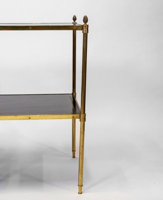 Seven Tier Gilt Metal and Metal Etagere with Leather Shelves Seven Tier Gilt Metal and Metal Etagere with Leather Shelves